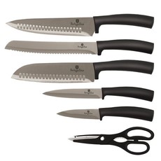 Berlinger Haus 7-Piece Titanum Coating Knife Set with Stand - Carbon