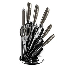 Berlinger Haus 8 Piece Stainless Steel Knife Set with Stand - Carbon