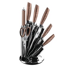 Berlinger Haus 8 Piece Stainless Steel Knife Set with Stand - Gold