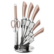 Berlinger Haus 8 Piece Stainless Steel Knife Set with Stand - Rose Gold