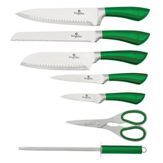 Berlinger Haus 8-Piece Stainless Steel Knife Set with Stand - Green
