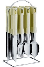24 Piece Cutlery Set With Stand - Cream