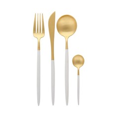 Nicolson Russell Dubai Titanium Plated 16 Piece Cutlery Set - Gold & White