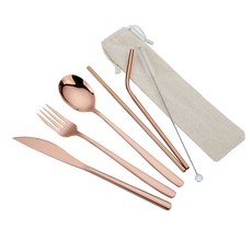 Olive Tree - Portable 7-Piece Cutlery Set for Office Travel - Rosegold