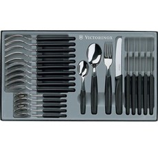 Victorinox - 24 Piece Round Serrated Cutlery Set - Black