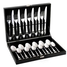 24 Piece Cutlery Set- Silver Black