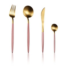 Optic Cutlery Set Gold Plating Pink - 4 Piece Set
