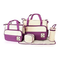 5 in 1Multi - Functional Baby Diaper Handbag Set-Purple
