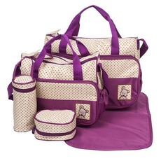 Multifunctional Baby Changing Diaper Handbag 5 Piece Set - Purple