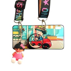 DHAO-Chibi Maruko-chan Silicone Cellphone Case With Lanyard - iPhone X