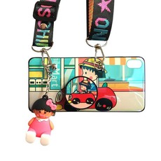 DHAO-Chibi Maruko-chan Silicone Cellphone Case With Lanyard - iPhone XR