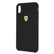 Ferrari - Sf Silicone Case with Logo Shield for iPhone XS MAX - Black