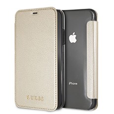 Guess - Iridescent PU Leather Booktype for iPhone XR- Gold