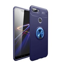 Magnetic Kickstand Rubber Ring Case for Honor 10 Lite Blue