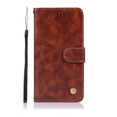 Vintage Style Faux Leather Flip Case For Samsung Note 10+ Brown