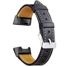 Killerdeals Leather Replacement Band for Fitbit Charge 3 (S/M/L) - Black