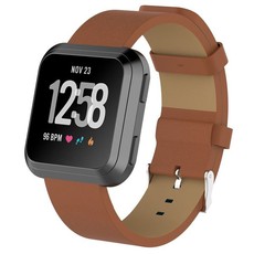 Tuff-Luv Leather watch strap for FitBit Versa - Brown Tan