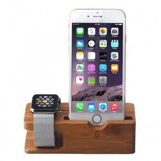 Tuff-Luv Moulded Bamboo Wood Charging Stand for Apple Watch & iPhone 5s/5C/