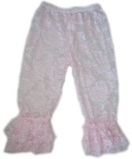 Baby Headbands Lace Leggings Bootleg Pants - Baby Pink