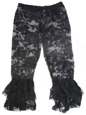 Baby Headbands Lace Leggings Bootleg Pants - Black