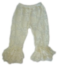 Baby Headbands Lace Leggings Bootleg Pants - Cream