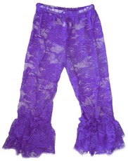 Baby Headbands Lace Leggings Bootleg Pants - Purple