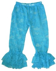 Baby Headbands Lace Leggings Bootleg Pants - Turquoise