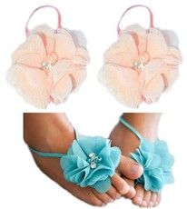 Baby Headbands Girls' Diamante Footsies Baby Bare Foot Sandals - Apricot