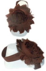 Baby Headbands Girl's Fine Flower Footies (Baby Bare Foot Sandals) - Chocolate (0 - 2 Years)