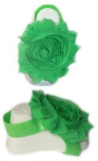 Baby Headbands Girl's Fine Flower Footies (Baby Bare Foot Sandals) - Green (0 - 2 Years)