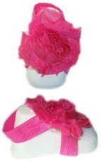 Baby Headbands Girl's Fine Flower Footies (Baby Bare Foot Sandals) - Hot Pink (0 - 2 Years)