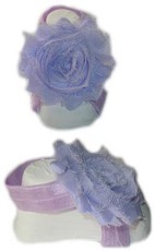 Baby Headbands Girl's Fine Flower Footies (Baby Bare Foot Sandals) - Lilac (0 - 2 Years)