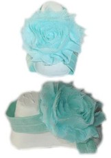 Baby Headbands Girl's Fine Flower Footies (Baby Bare Foot Sandals) - Mint (0 - 2 Years)