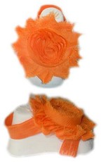 Baby Headbands Girl's Fine Flower Footies (Baby Bare Foot Sandals) - Orange (0 - 2 Years)