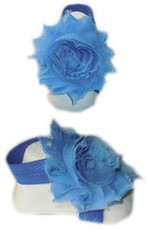 Baby Headbands Girl's Fine Flower Footies (Baby Bare Foot Sandals) - Powder Blue (0 - 2 Years)