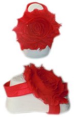 Baby Headbands Girl's Fine Flower Footies (Baby Bare Foot Sandals) - Red (0 - 2 Years)
