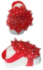 Baby Headbands Girl's Fine Flower Footies (Baby Bare Foot Sandals) - Red Polka (0 - 2 Years)