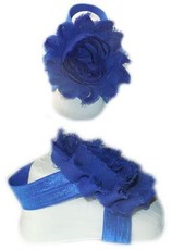 Baby Headbands Girl's Fine Flower Footies (Baby Bare Foot Sandals) - Royal Blue (0 - 2 Years)
