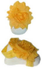 Baby Headbands Girl's Fine Flower Footies (Baby Bare Foot Sandals) - Yellow (0 - 2 Years)