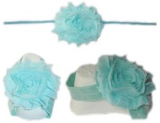 Baby Headbands Girl's Fine Flower Thin Headband with matching Footies (Baby Bare Foot Sandals) - Mint (0 - 2 Years)