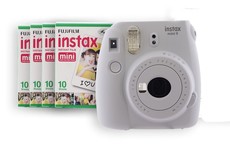 Fujifilm Instax Mini 9 Camera & Film Value Bundle - Smokey White