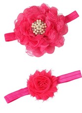 Croshka Designs Set of Two Flower Headbands in Hot Pink