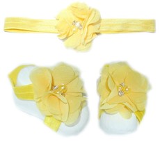 Diamante Headband with Barefoot sandal - Yellow
