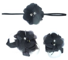 Thin Diamante Headband with Barefoot sandal - Black