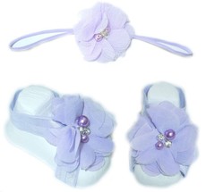 Thin Diamante Headband with Barefoot sandal - Lilac