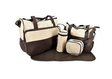 5 Pieces Multifunctional Mother Baby Diaper Traveling Bag- Brown