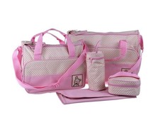 5 Pieces Multifunctional Mother Baby Diaper Traveling Bag- Pink