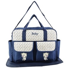 Large-Capacity Waterproof Baby Diaper Bag Set - Navy