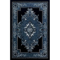 Carpet City Black and Dark Blue Persian Print Rug 1.00 x 1.50