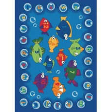 Carpet City Blue Alphabetic Bubble and Numbered Fish Kiddies Rug 100x160 cm